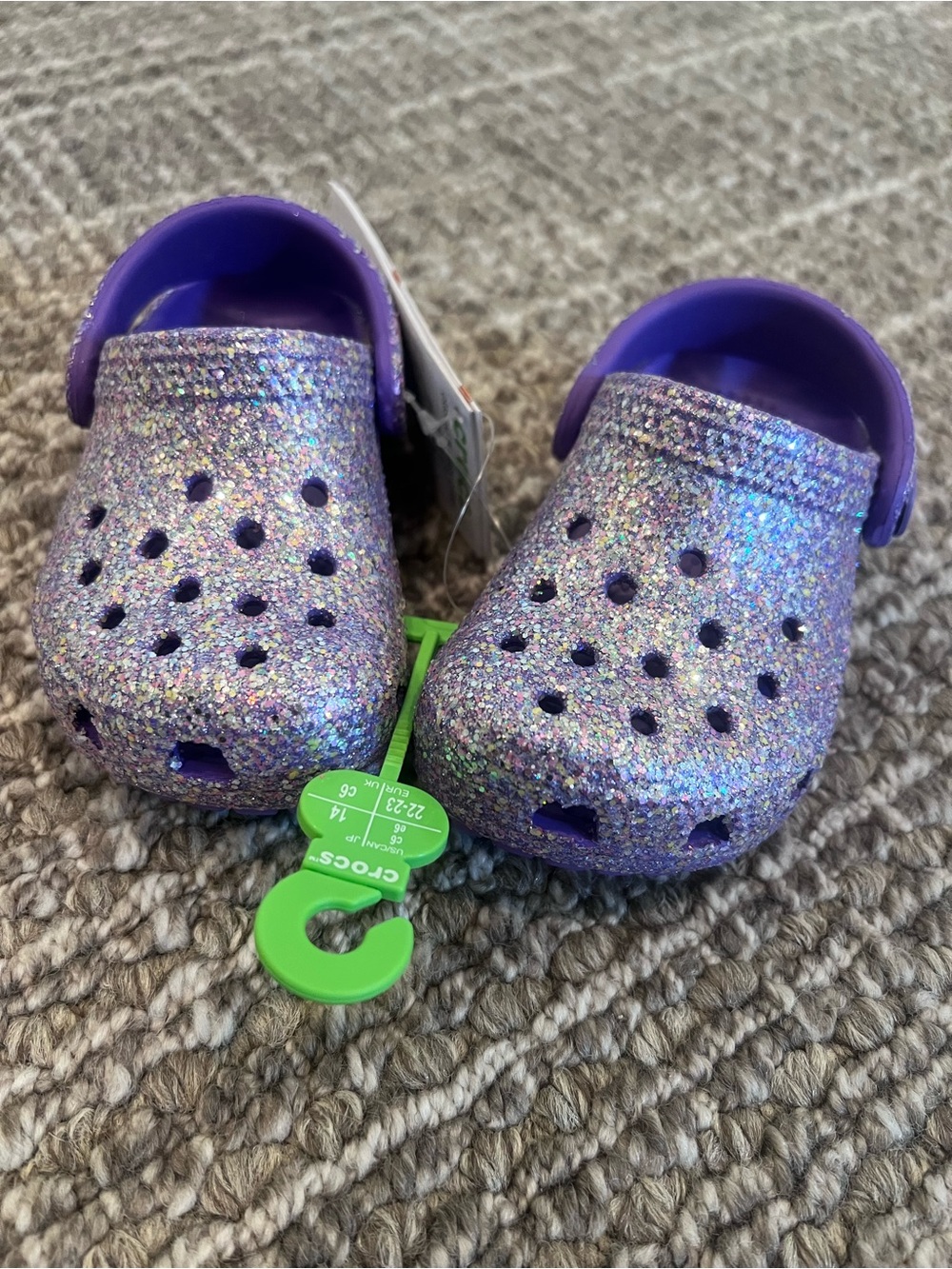CROCS Toddler Classic Fantasy Glitter Purple Clog Sandals